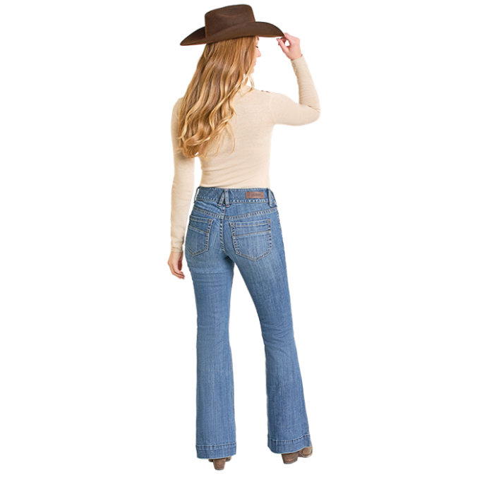 SALE Rock & Roll Denim® Ladies' Medium Wash Mid Rise Double Button ...