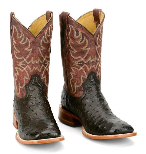 Tony Lama® Men's Blaine Dark Chocolate FQ Ostrich/Rust Goat Square