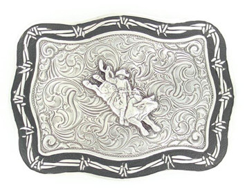 Crumrine® Rectangle Bull Rider/Barbed Wire Edge Belt Buckle Crumrine® Rectangle Bull Rider/Barbed Wire Edge Belt Buckle