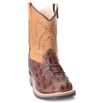 Old West® Infants' Brown Caiman Print Square Toe Boots