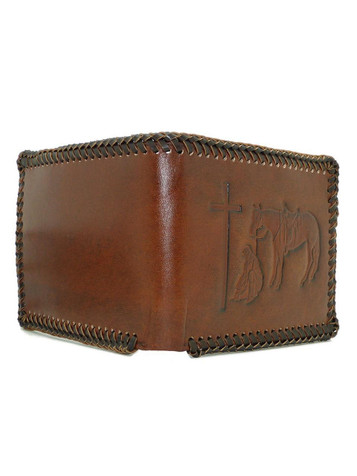 Nocona® Men's Brown Leather Praying Cowboy Rodeo Wallet