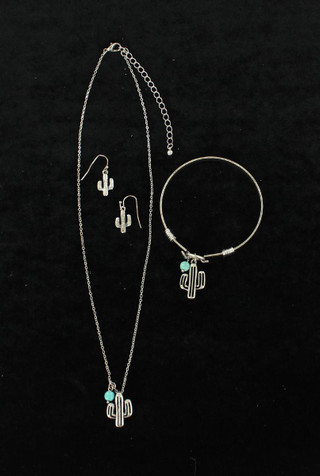 Blazin Roxx® Silver Cactus 3pc Jewelry Set