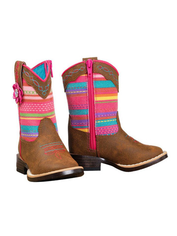 Twister® Toddler Camilla Brown/Multi Stripe Textile Top Boots