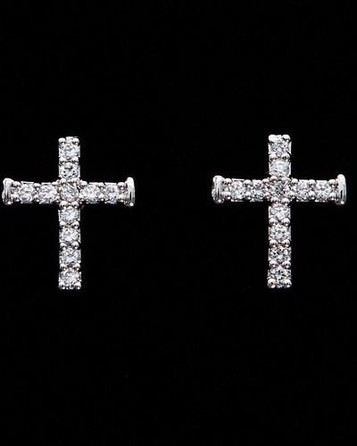 Montana Silversmiths® Quiet Faith Tiny Crystal Cross Earrings