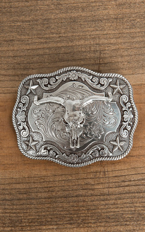 Western Cowboy Belt Buckle for Men Raised Steer Head with filigrees Belt  Buckle