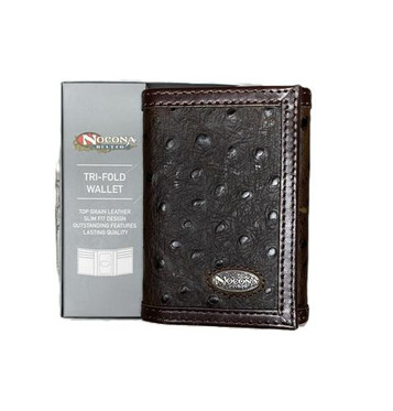 Nocona®  Men's Deep Brown Tri-fold Vintage Ostrich Wallet