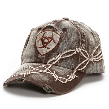Ariat® Men's Brown Distressed Barbwire Cap