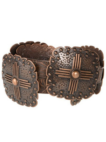 Angel Ranch® Ladies Brown Floral Belt w/Copper Tone Square Conchos Angel Ranch® Ladies Brown Floral Belt w/Copper Tone Square Conchos