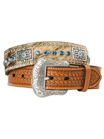 Nocona Western Belt Womens Leather Hair Rhinestones Brown N3483602