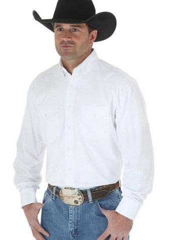Wrangler® Men's L/S White Dress Button Shirt