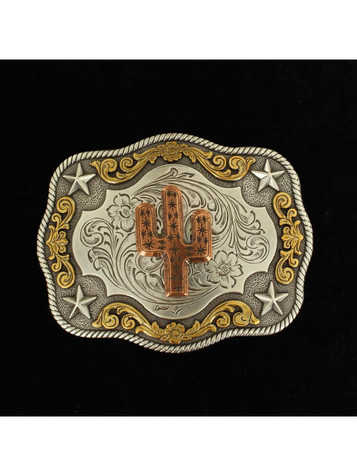 M&F® Rectangle Rope Edge Copper Cactus Belt Buckle M&F® Rectangle Rope Edge Copper Cactus Belt Buckle