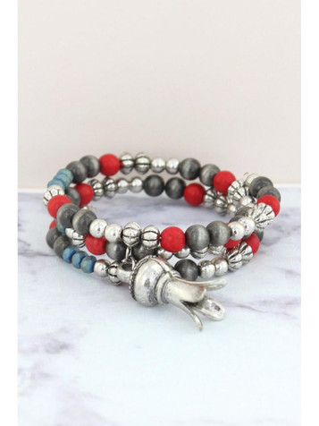 Red Bead Squash Blossom Coil Bracelet