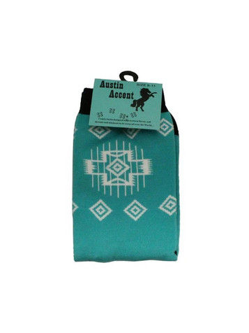 Austin Accent® Ladies' Turquoise Aztec Pattern Socks Austin Accent® Ladies' Turquoise Aztec Pattern Socks