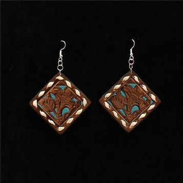 Blazin Roxx® Embossed Leather with Turquoise Inlay Earrings Blazin Roxx® Embossed Leather with Turquoise Inlay Earrings