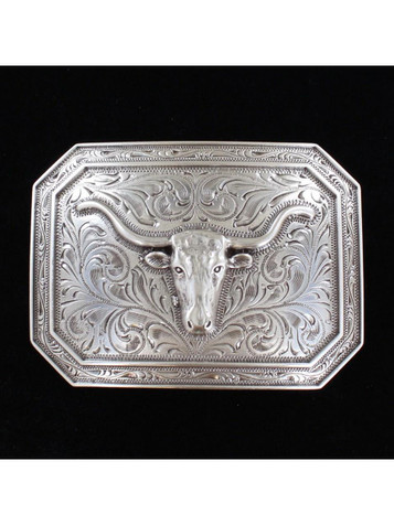 Ariat® Men's Silver Rectangle Longhorn Buckle