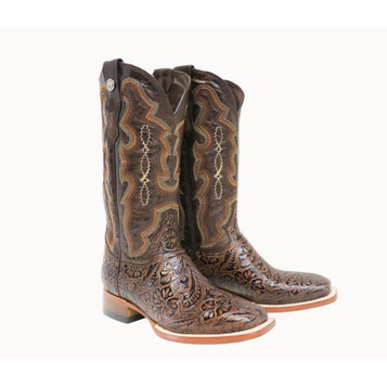 Tanner Mark Boots® Ladies' Classic Brown Tooled Saddle Stamp Square Toe Boots Tanner Mark Boots® Ladies' Classic Brown Tooled Saddle Stamp Square Toe Boots
