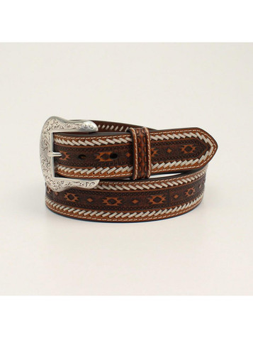 Ariat® Men's Tan Southwest Style Patterned Leather Belt