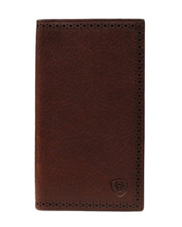 RayWallet Lining Cognac Brown Real Ostrich Skin Leather Wallet Men Medium