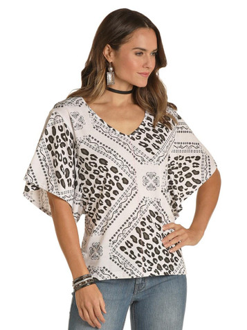 Panhandle Slim® Ladies' S/S Cheetah Bandana Print Dolman Top Panhandle Slim® Ladies' S/S Cheetah Bandana Print Dolman Top