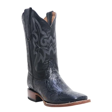 Tanner Mark® Youth Black Embossed Square Toe Cowboy Boots