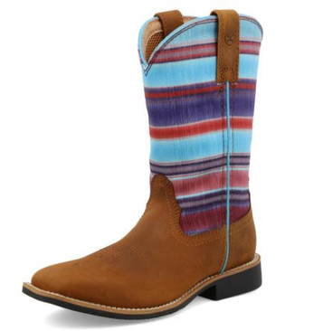 SALE Hooey® Youth Distressed Saddle Brown/Serape Blue Square Toe Boots