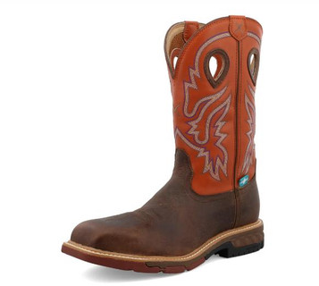 Twisted X® Men's 12" Waterproof Nano Composite Square Toe Boot With Orange Top Twisted X® Men's 12" Waterproof Nano Composite Square Toe Boot With Orange Top