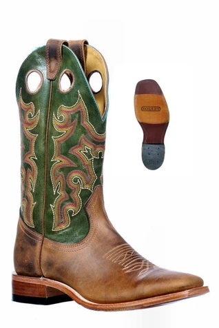 SALE Boulet® Men's 13" Hillbilly Golden Wide Square Toe - Green Top Boots