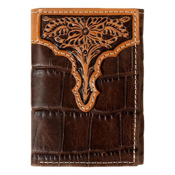 Ariat® Men's Croc Embossed Floral Trifold Wallet