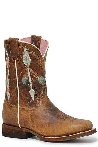 Roper® Youth Tan Square Toe With Arrow Embroidery Top Roper® Youth Tan Square Toe With Arrow Embroidery Top