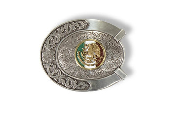 Ariat® Oval Horseshoe Mexico Flag Buckle Ariat® Oval Horseshoe Mexico Flag Buckle