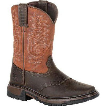 Rocky® Youth Ride Flex Western Boot - Brown / Burnt Orange Top