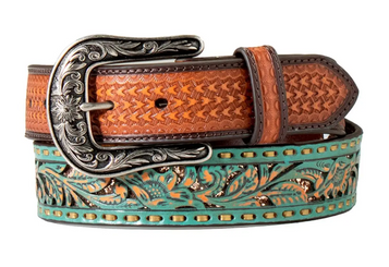 Green Rustic Vintage Ladies/ Women Belt With Cow Buckle With Heart