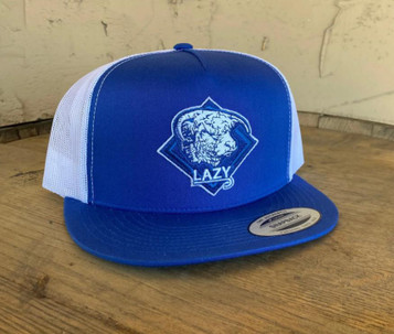 Lazy J Ranch Wear® Blue/White 4" Diamond Hereford Cap Lazy J Ranch Wear® Blue/White 4" Diamond Hereford Cap