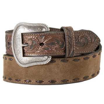 Nocona® Men's Brown/Tan Tapered Roughout Buck Laced Belt Nocona® Men's Brown/Tan Tapered Roughout Buck Laced Belt