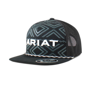 Ariat® Men's Black Aztec with Rope Cap Ariat® Men's Black Aztec with Rope Cap