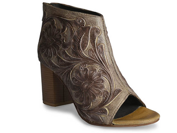 SALE Roper® Ladies' Open Toe Tan/Brown Tooled Heels