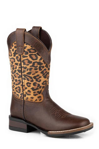 SALE Roper® Girls' Brown/Suede Leopard Square Toe Boots