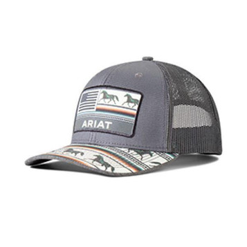 Ariat® Ladies' Grey with Aztec Horses/Flag Cap Ariat® Ladies' Grey with Aztec Horses/Flag Cap