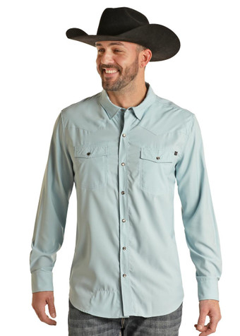 SALE Rock & Roll Denim® Men's L/S Solid Ripstop Tek Snap Shirt