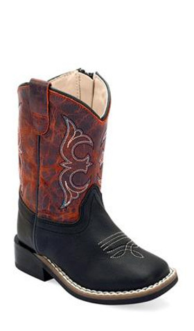 Old West® Infant Black/Rust Square Toe Boots Old West® Infant Black/Rust Square Toe Boots