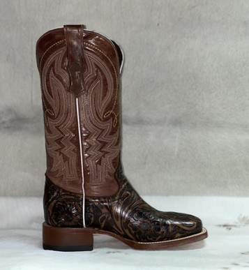 Tanner Mark® Ladies' Brown Floral Print/Rust Square Toe Boots Tanner Mark® Ladies' Brown Floral Print/Rust Square Toe Boots