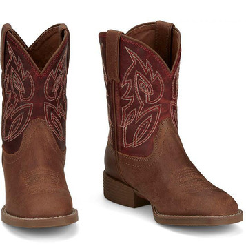 Justin® Youth Brown/Red Canter Jr. Square Toe Boots Justin® Youth Brown/Red Canter Jr. Square Toe Boots