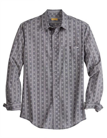 SALE Tin Haul® Men's L/S Grey Vertical Striped Print Snap Shirt