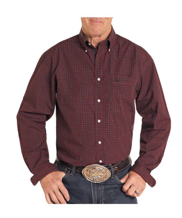 SALE Panhandle Rough Stock® Men's L/S Burgundy Print Button Shirt SALE Panhandle Rough Stock® Men's L/S Burgundy Print Button Shirt