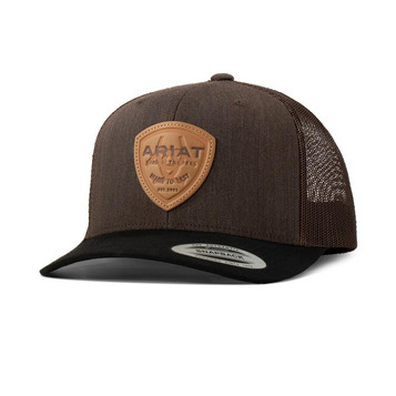 Ariat® Brown/Black Leather Logo Patch Cap