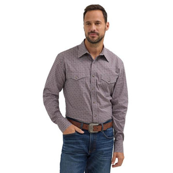 SALE Wrangler 20X® Men's L/S Grey/Wine Print Advanced Comfort Snap Shirt