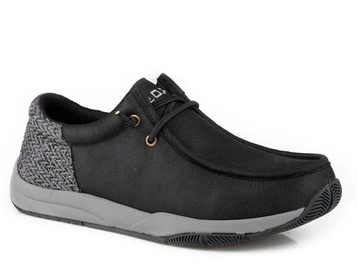 SALE Roper® Men's Black Faux Leather/Grey Tweed Casual Shoes