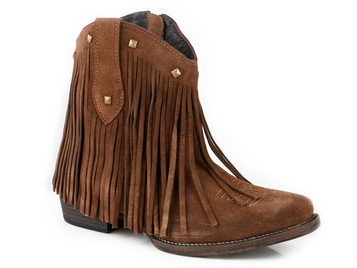 SALE Roper® Ladies' Brown Suede Snip Toe Fringe Shorty Boots