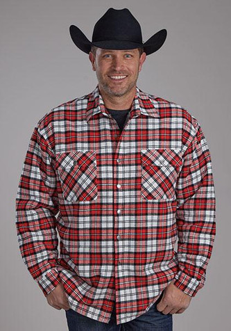 SALE Roper® Men's Flannel Plaid Snap Shirt Jacket with Sherpa Lining SALE Roper® Men's Flannel Plaid Snap Shirt Jacket with Sherpa Lining