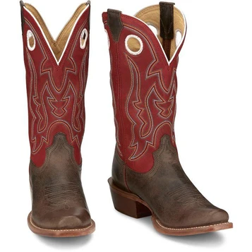 SALE Justin® Men's Brown/Red 13" Ante Up Medium Square Toe Boots
